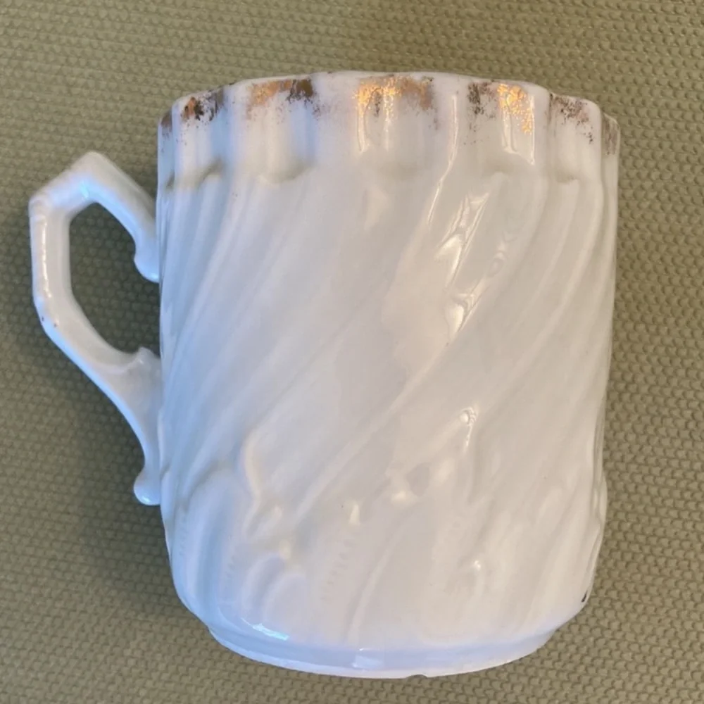 Antique shaving mug, porcelain, floral, Victorian
